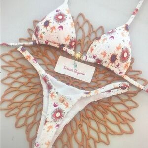 White Floral Bikini Set